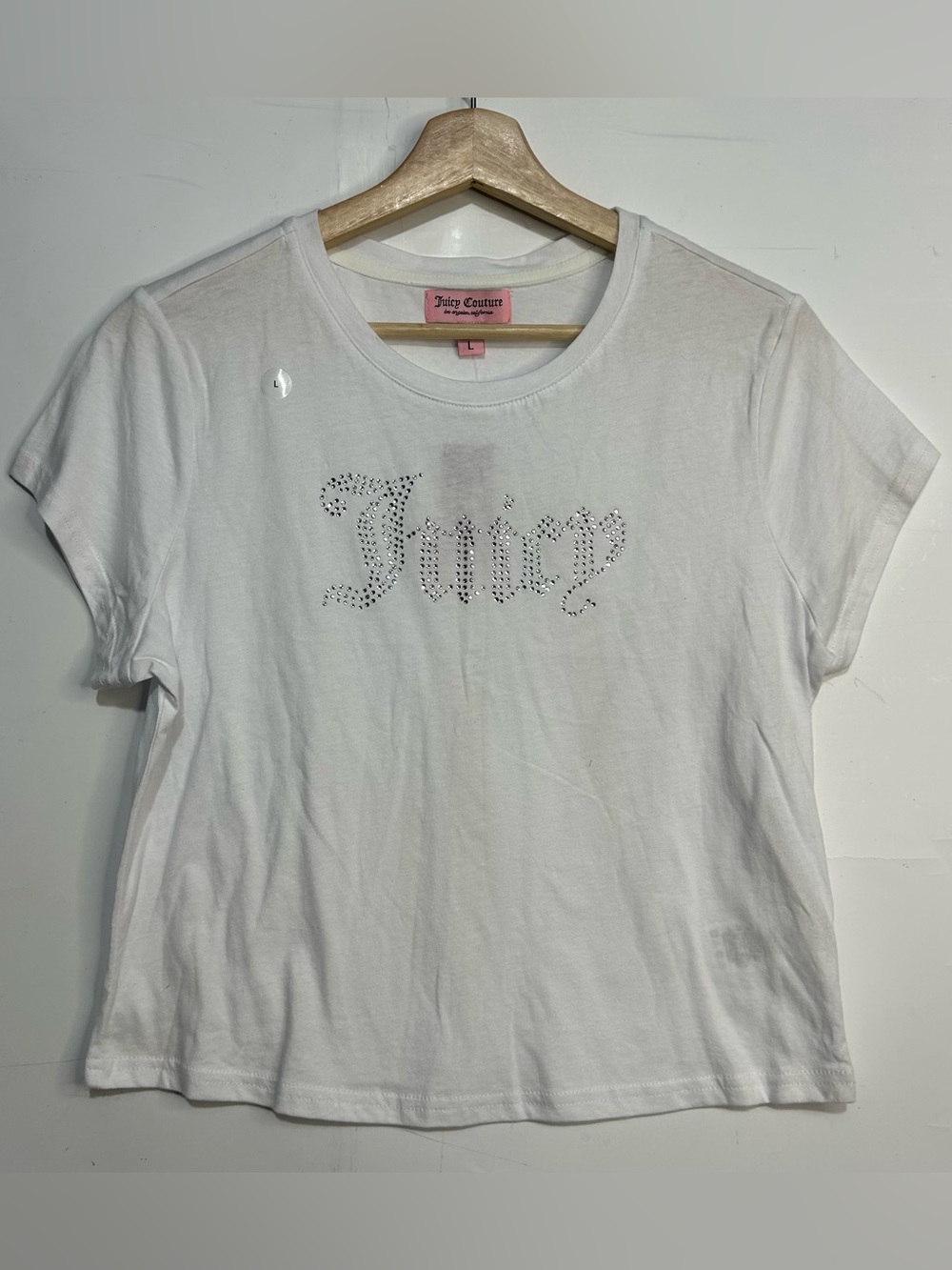 5 for $25🔥Juicy Couture White Rhinestone T-Shirt Large